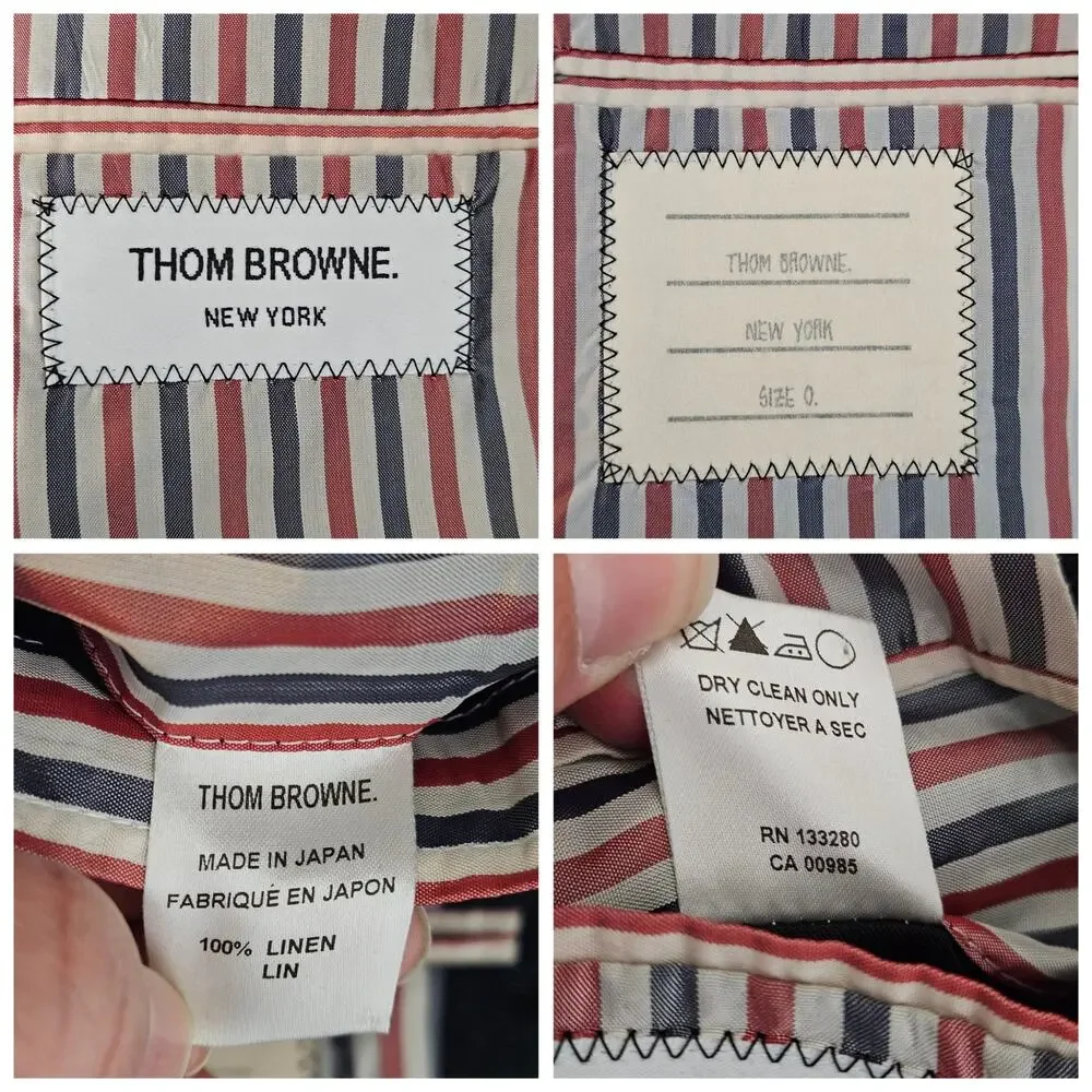 Thom Browne Women's Navy Blue Linen Nautical Blazer Jacket | Size‎ 0 | FLAWS